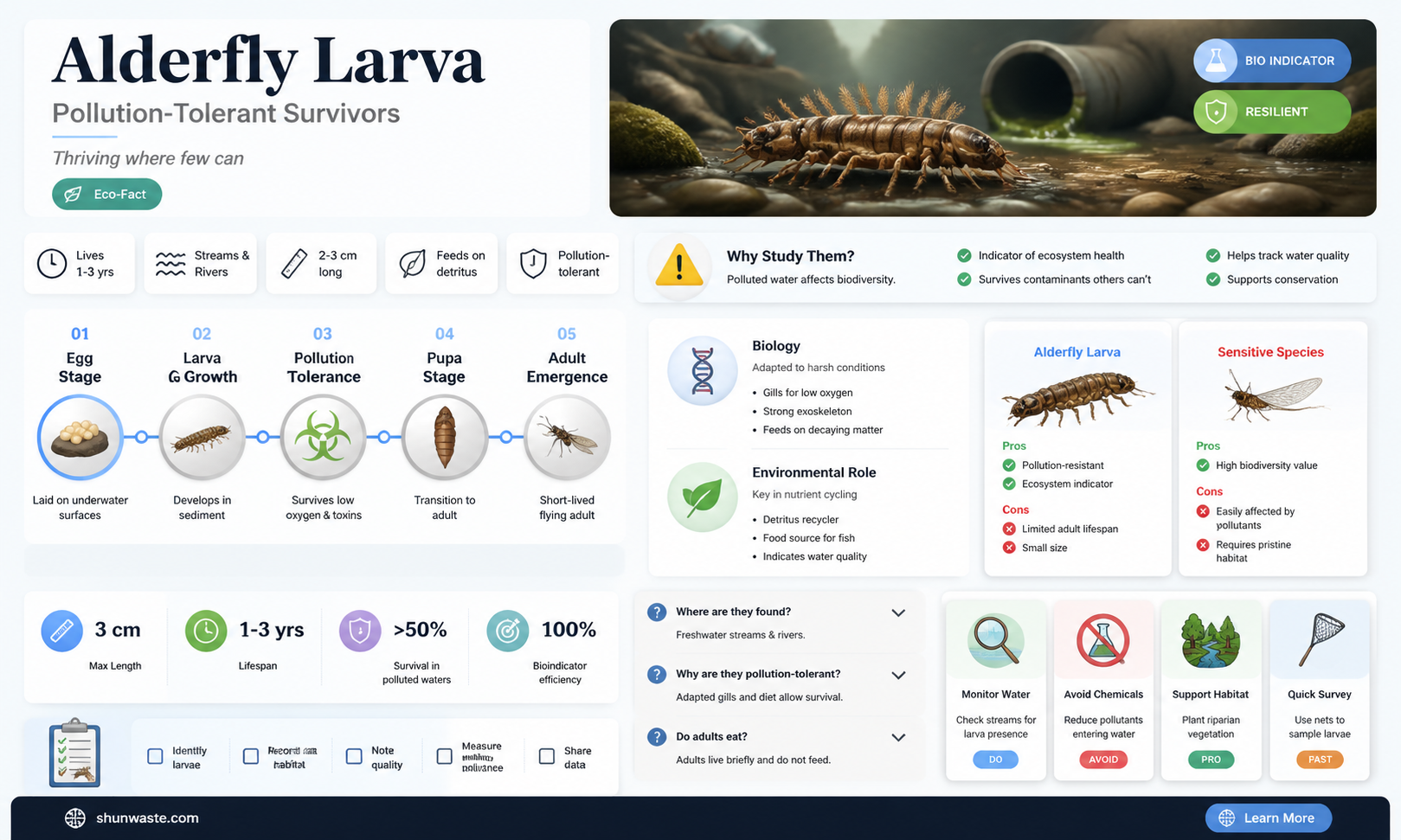 are alderfly larva tolerant to pollution