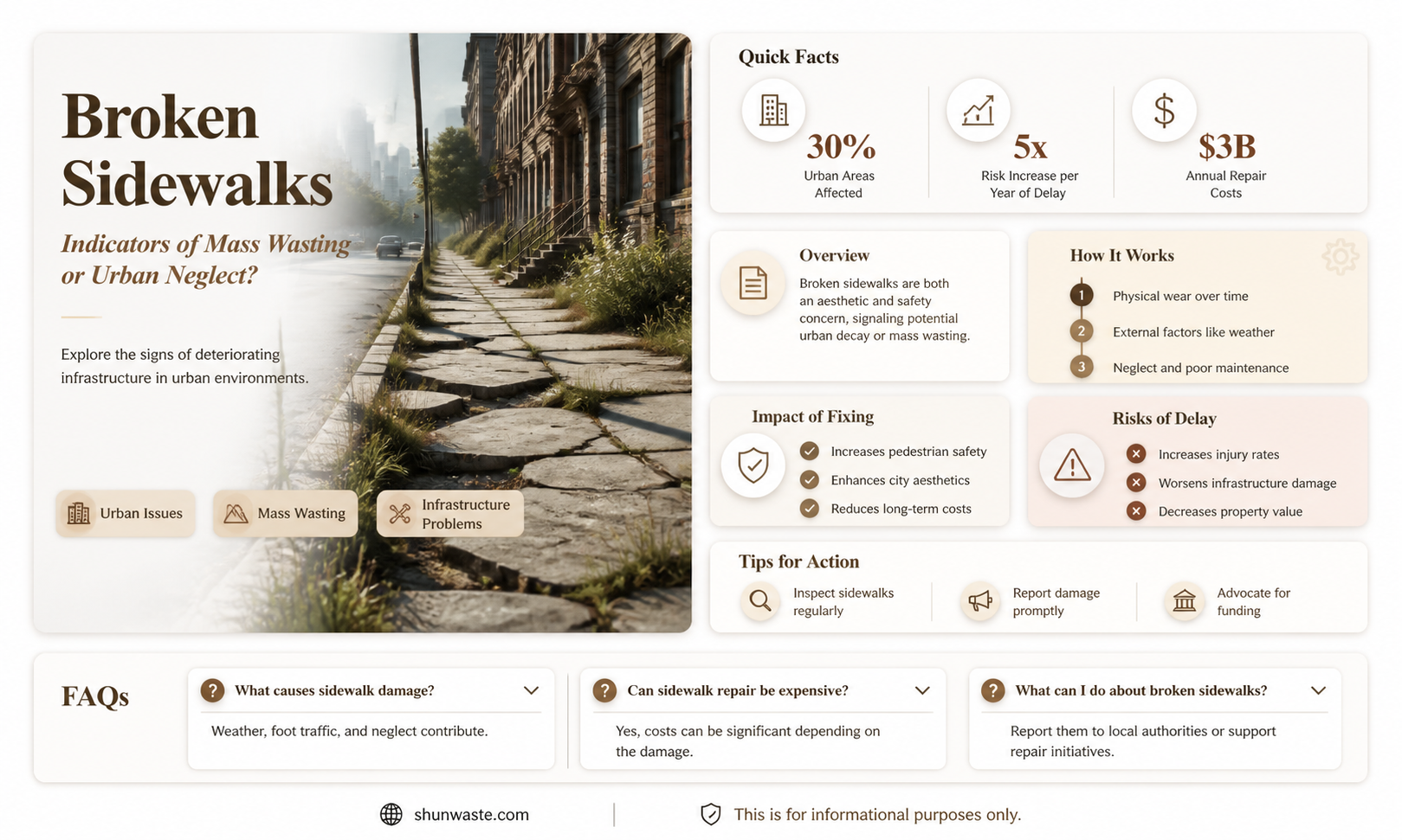 are broken sidewalks a sign of mass wasting
