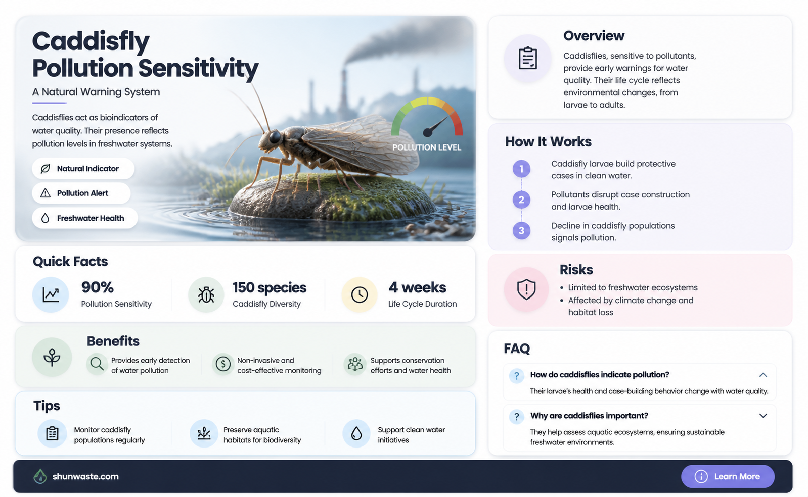 are caddisflies sensitive to pollution