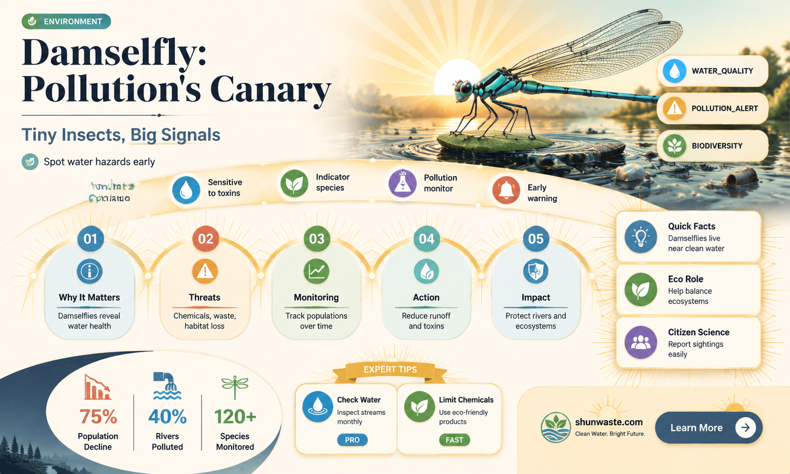 are damsefly sensitive to pollution