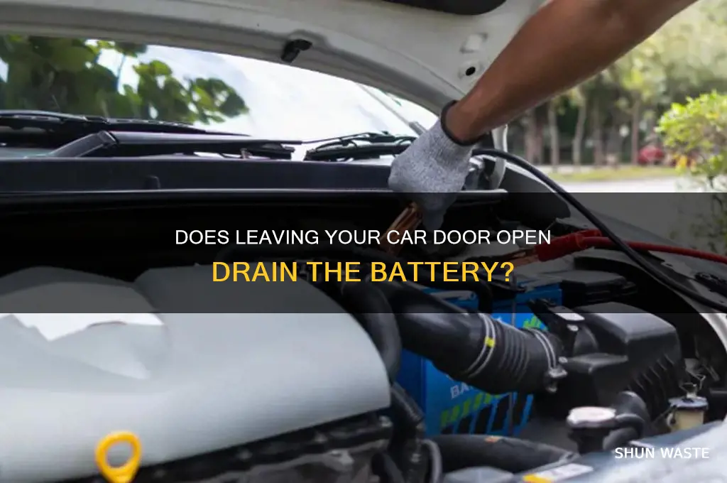 does having the car door open waste battery