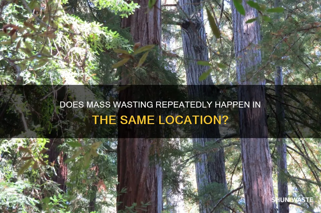does mass wasting occur in the same place