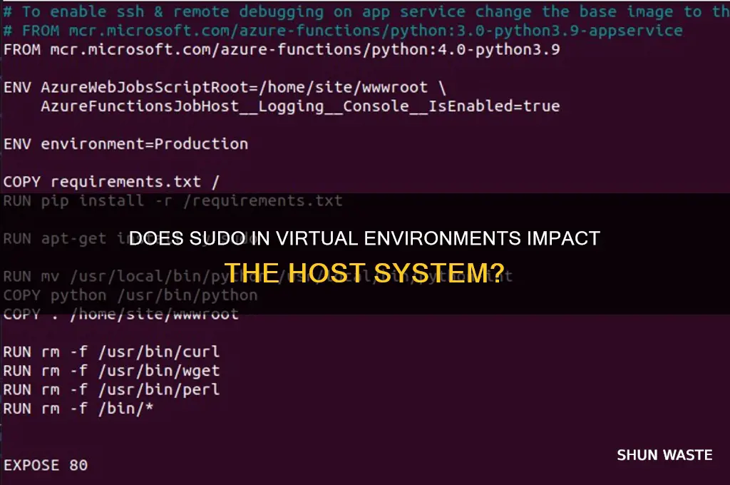 does sudo in virtual environment affect outside