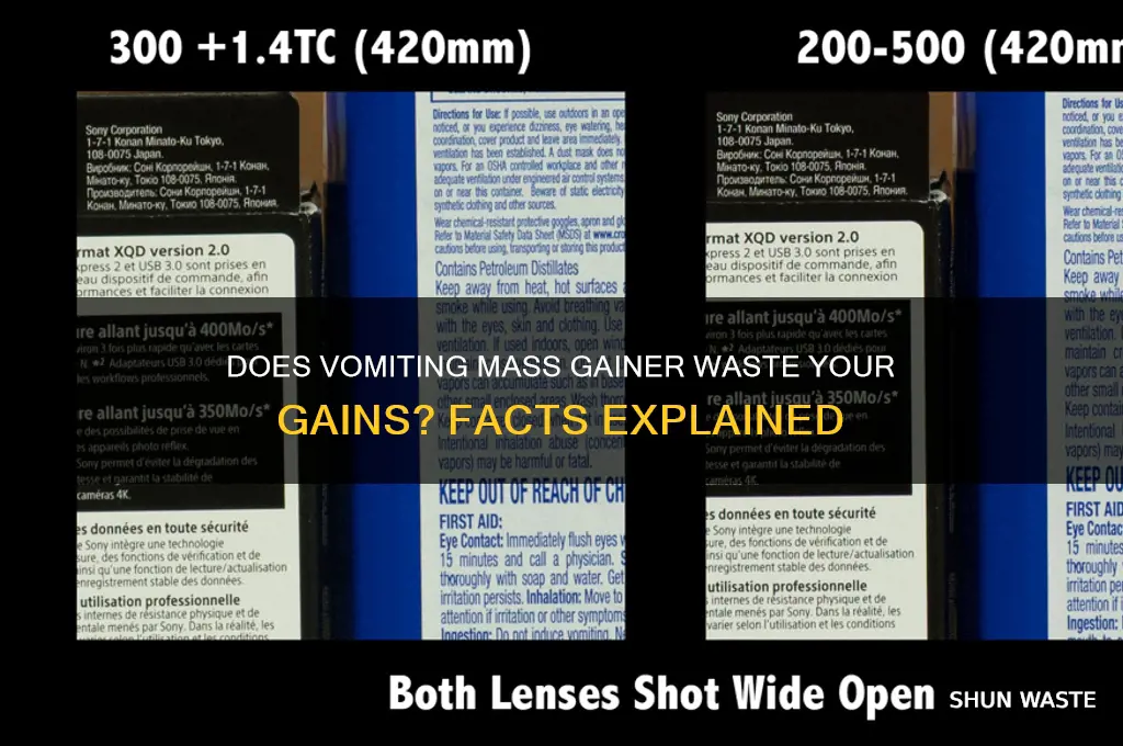 does throwing up mass gainer go to waste