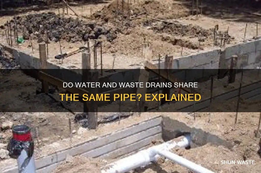 does water drain and waste drain go into same pipe