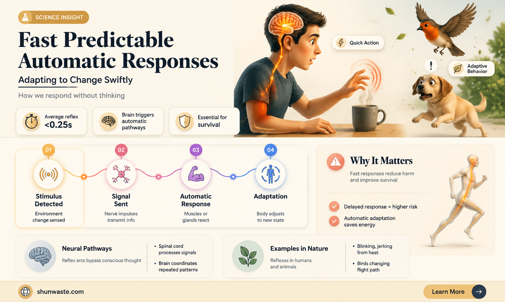 are fast predictable automatic responses to changes in the environment