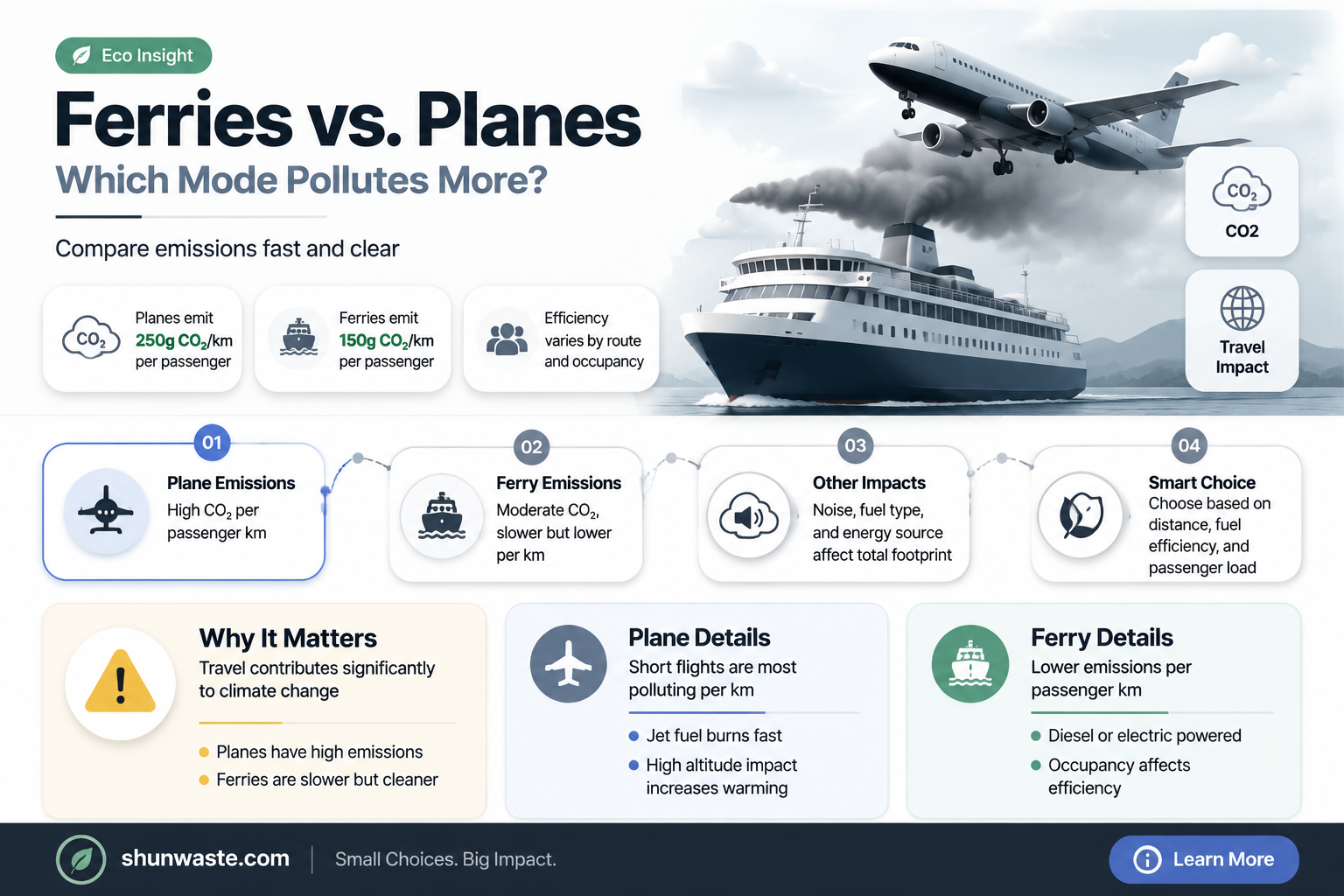 are ferries more polluting than planes