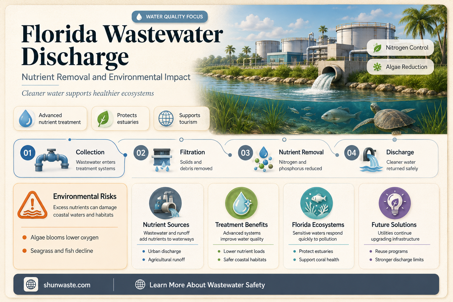 are nutrients removed from florida municipal waste water discharge