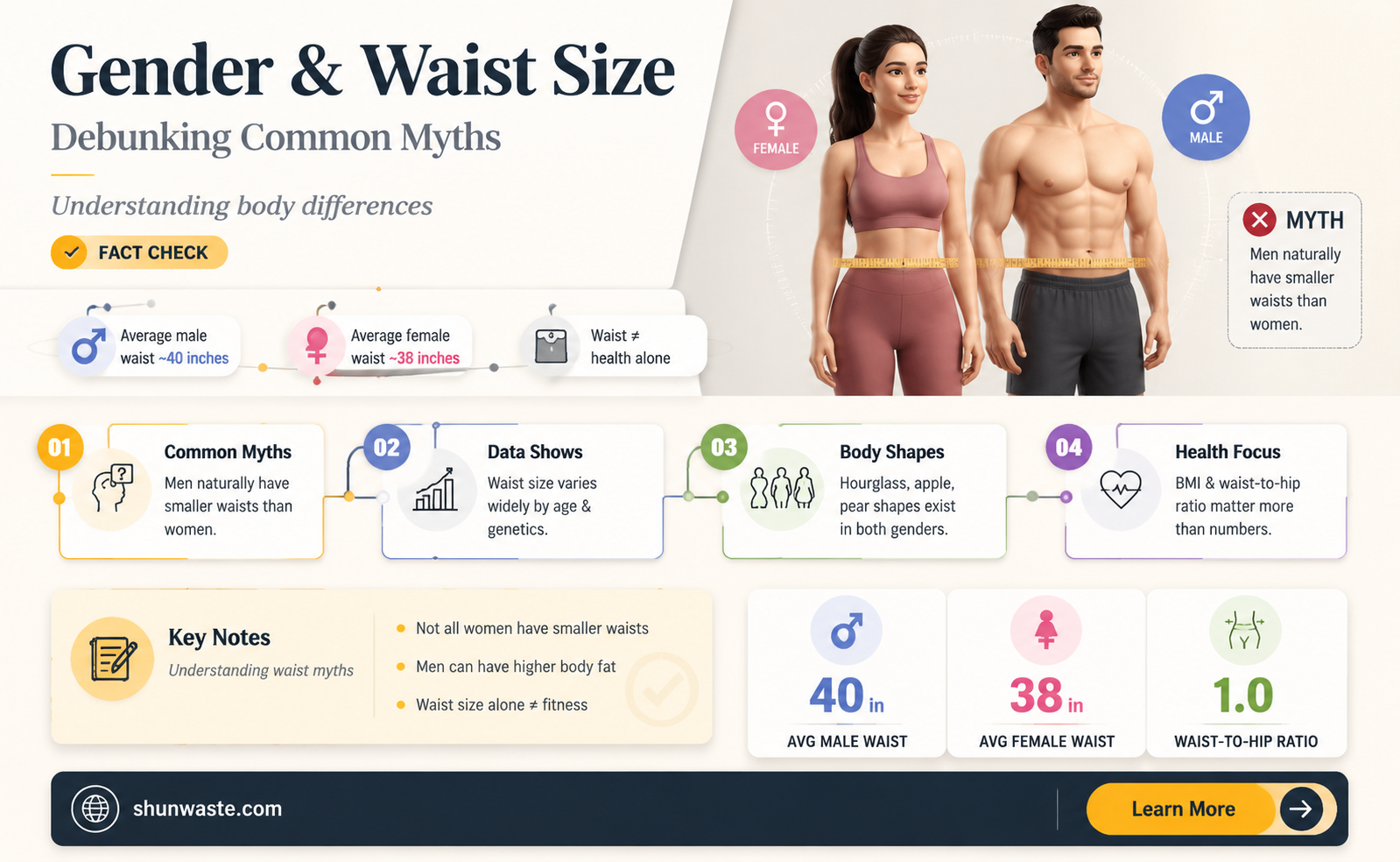 are females supposed to have smaller wastes than men