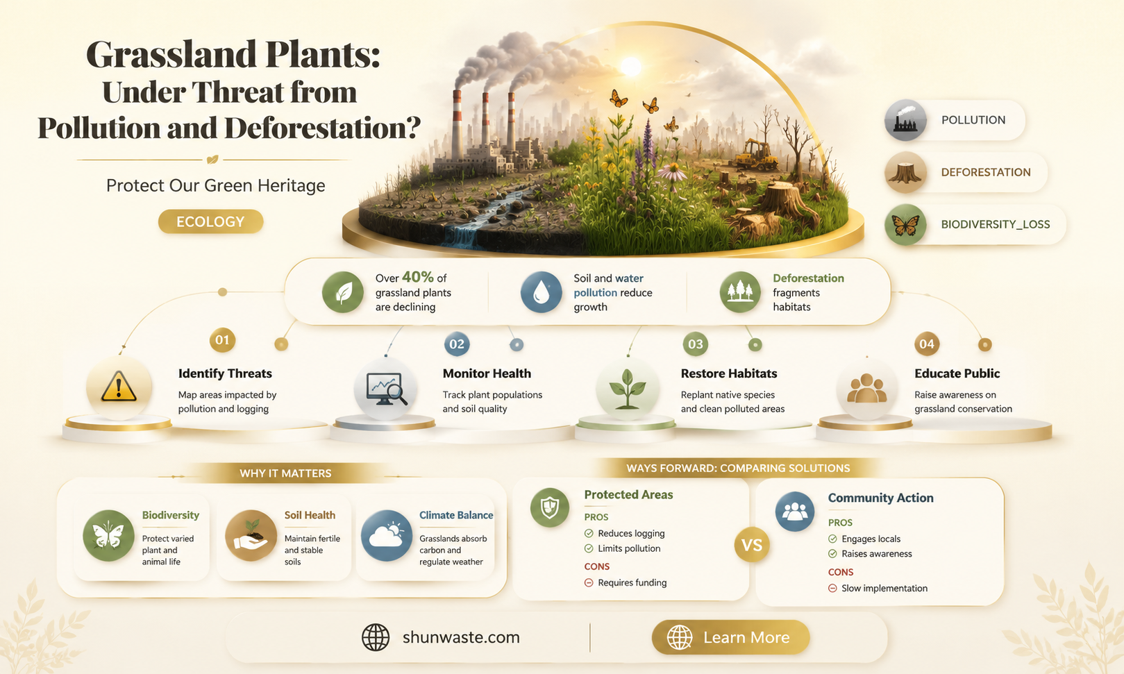 are plants currently threatened deforestation pollution in the grassland