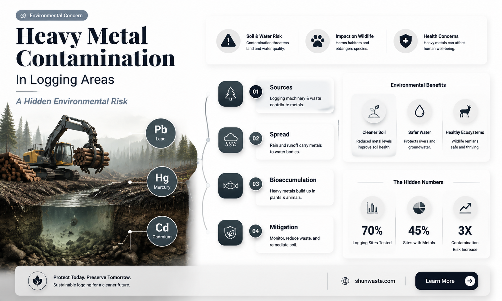 are loggng areas polluted with heavy metals