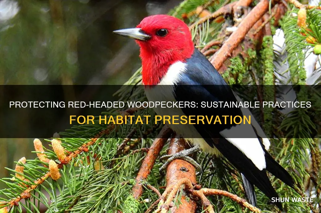 how can preserve the environment of the red-headed woodpecker