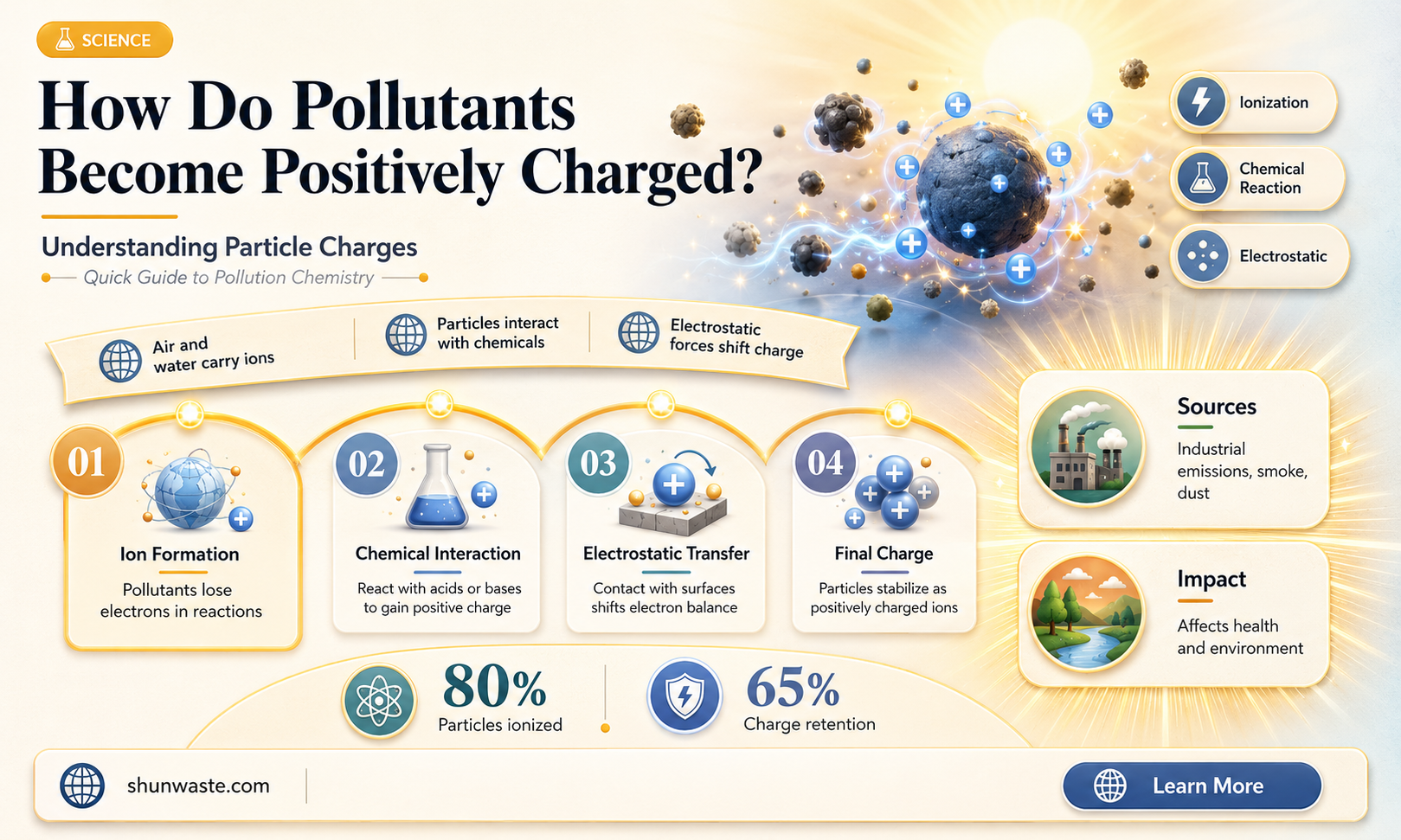 are pollutants positively charged