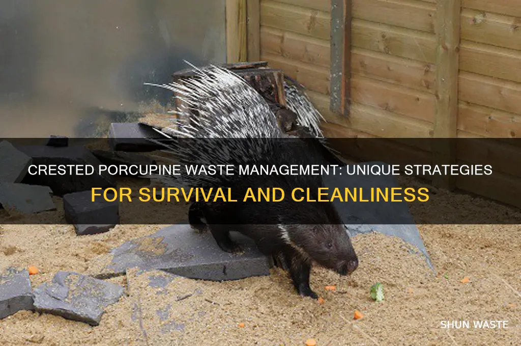 how does a crested porcupine deal with waste