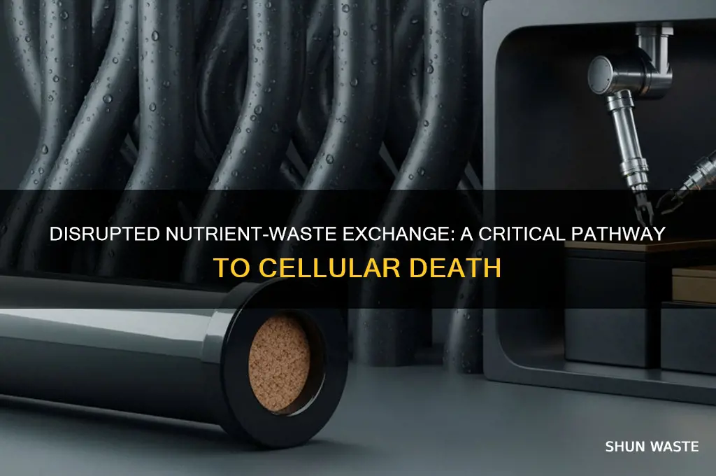 how does interruption of nutriet waste exhange causes cellular death