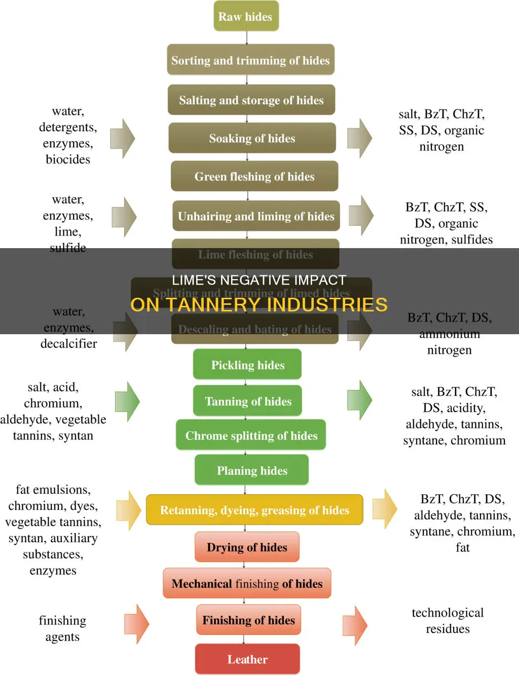 how does lime cause pollution in tannery industries