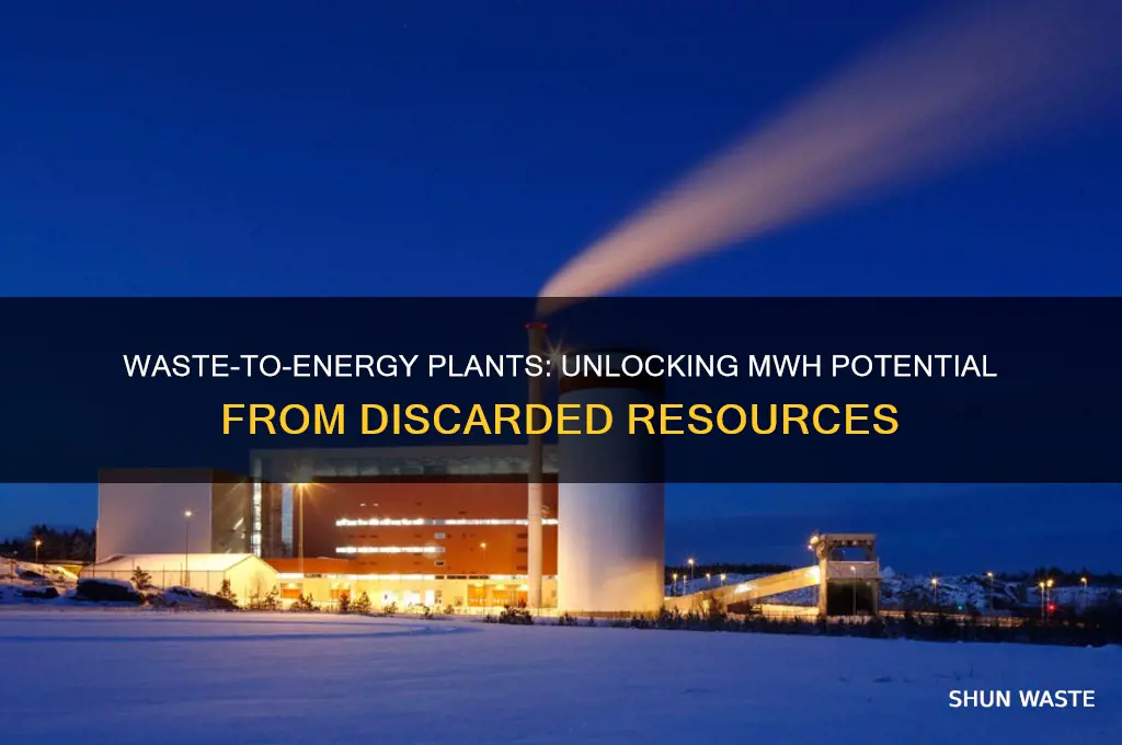 how many mwh do waste to energy plants produce