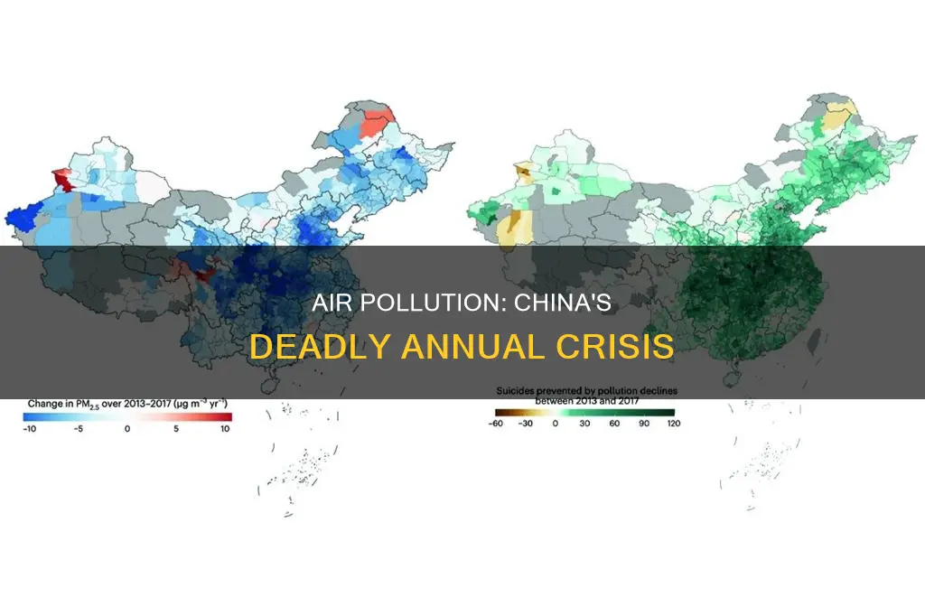 how many people die from air pollution in china ayear