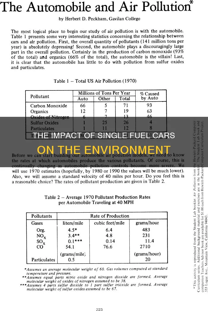 how much does a single fuel car pollute per year