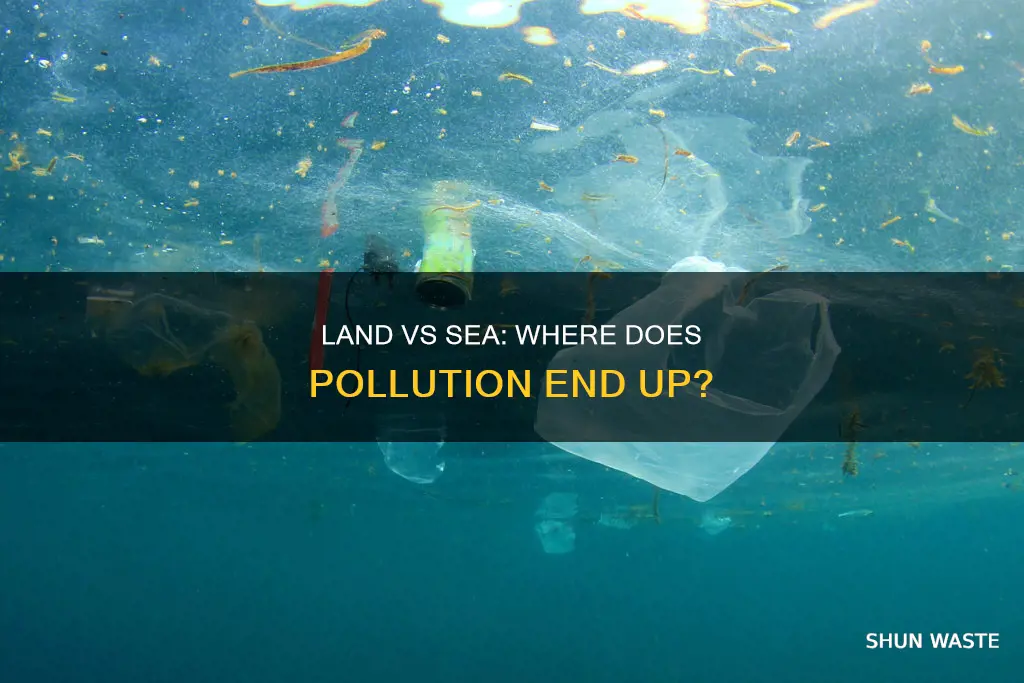 how much pollution ends up at land than sea