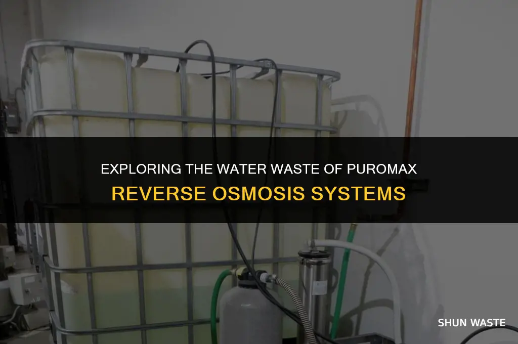how much water does a puromax reverse osmosis waste