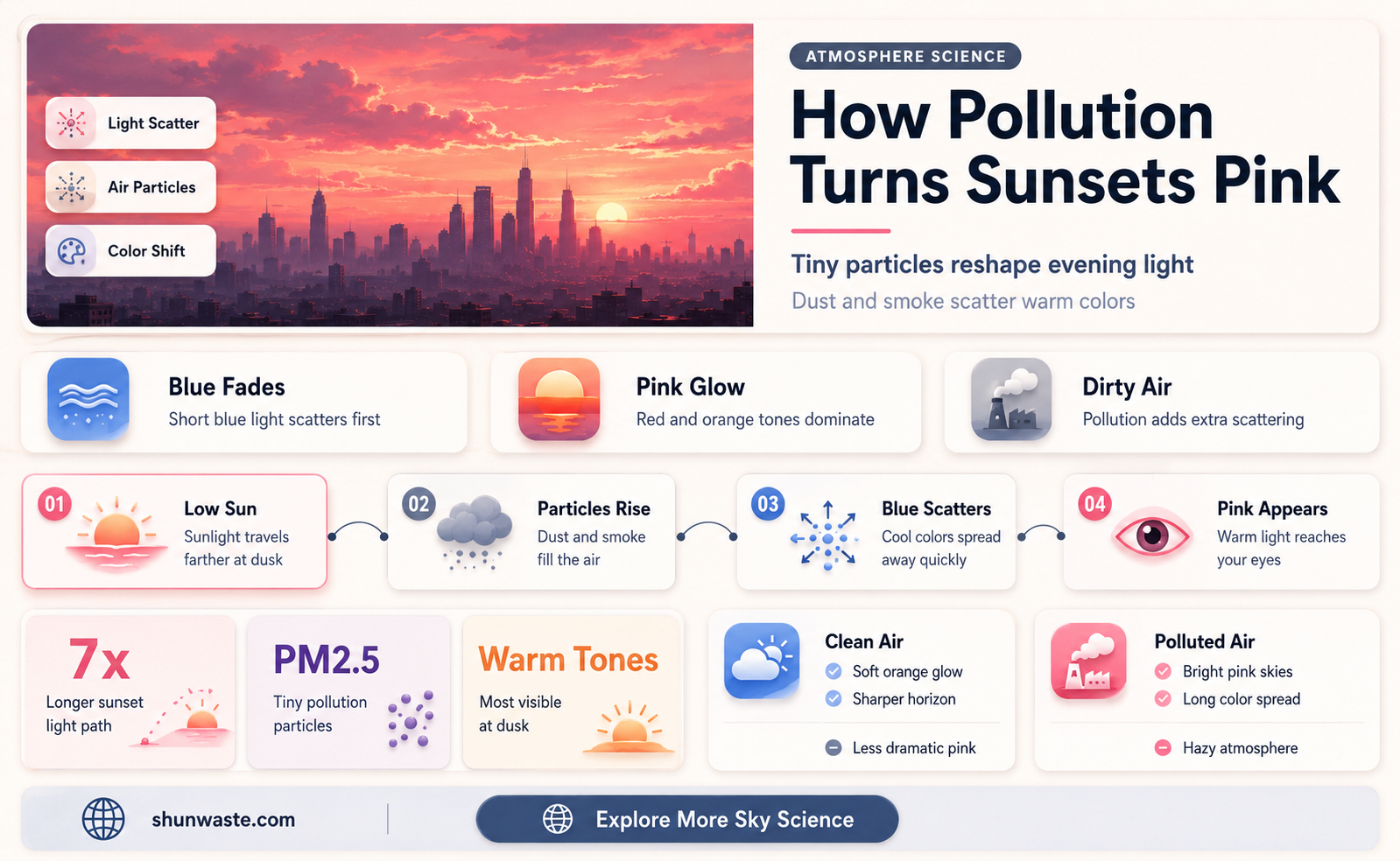 are pink sunsets due to pollution