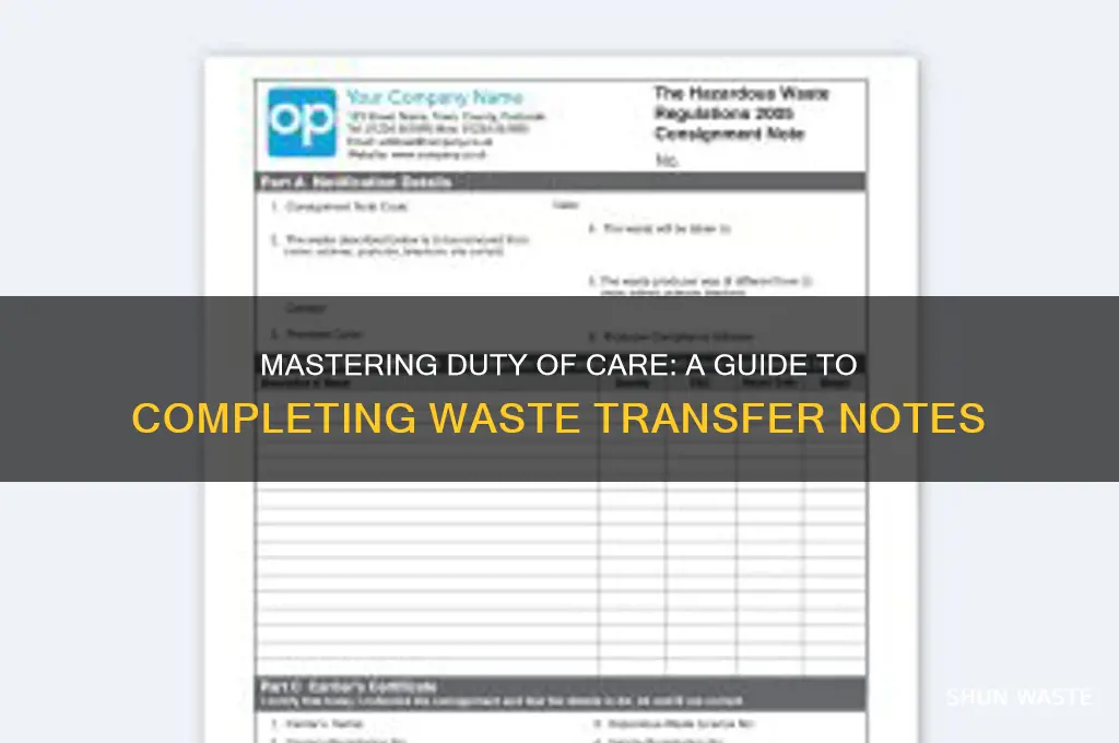 how to complete duty of care waste transfer note