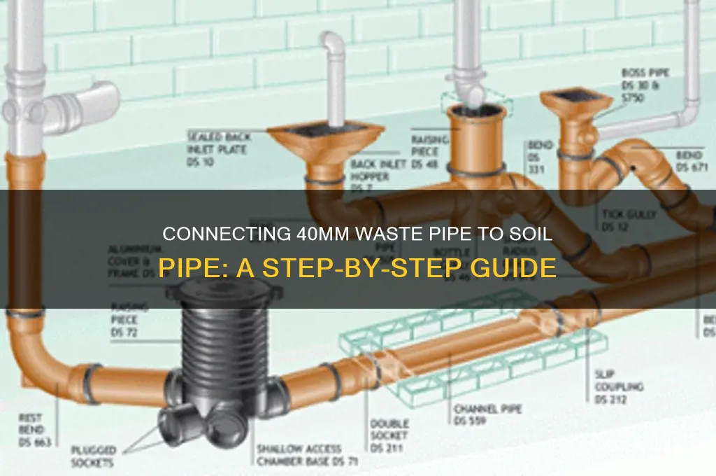 how to connect 40mm waste pipe to soil pipe
