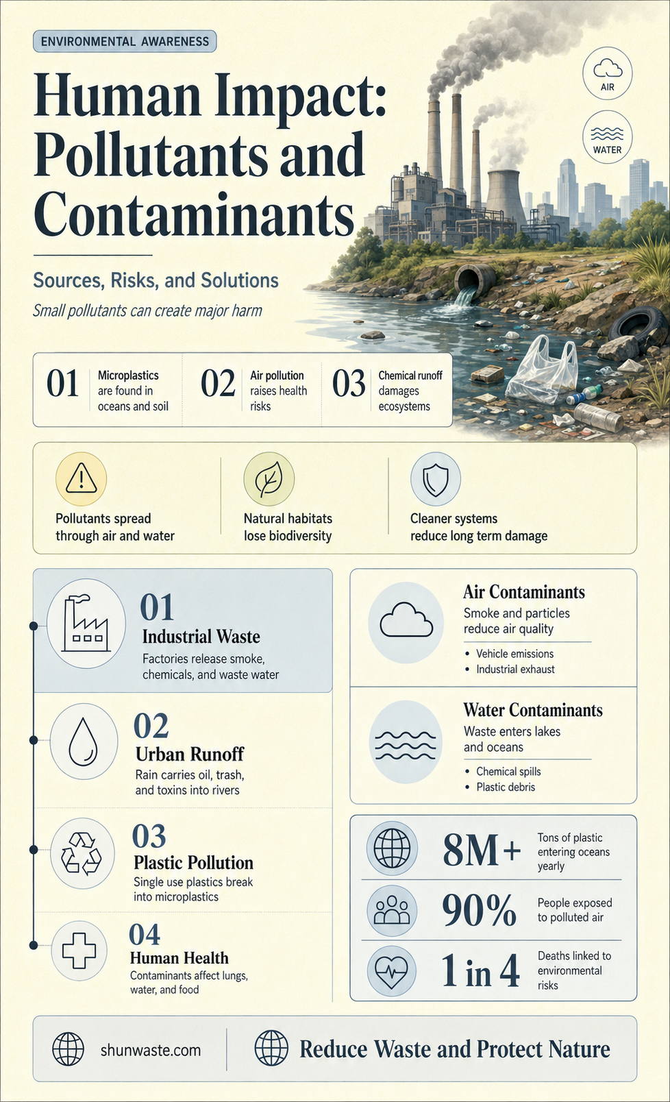 are pollutants or contaminants by man
