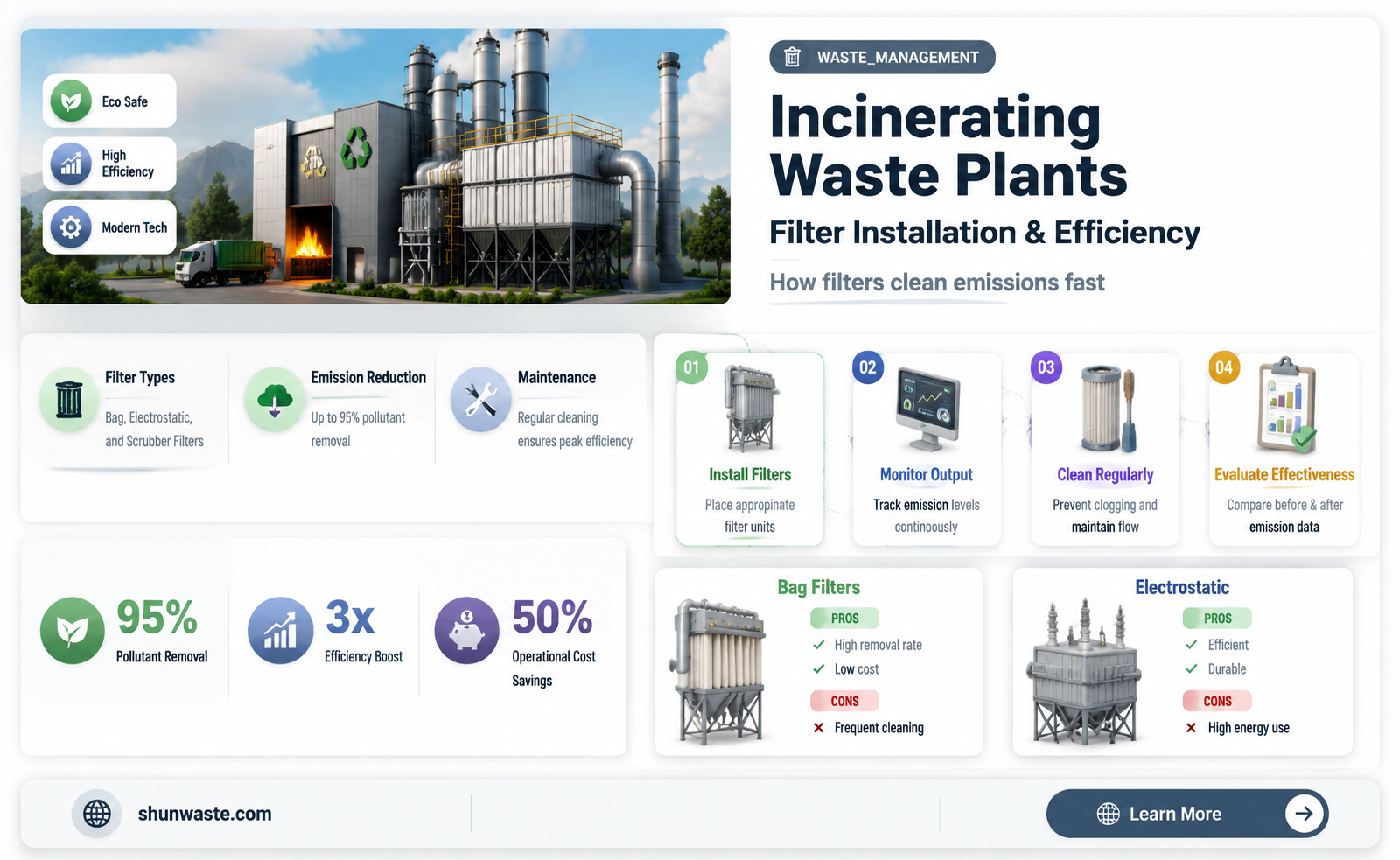 are incinerating wast plants installing filters and are they effective