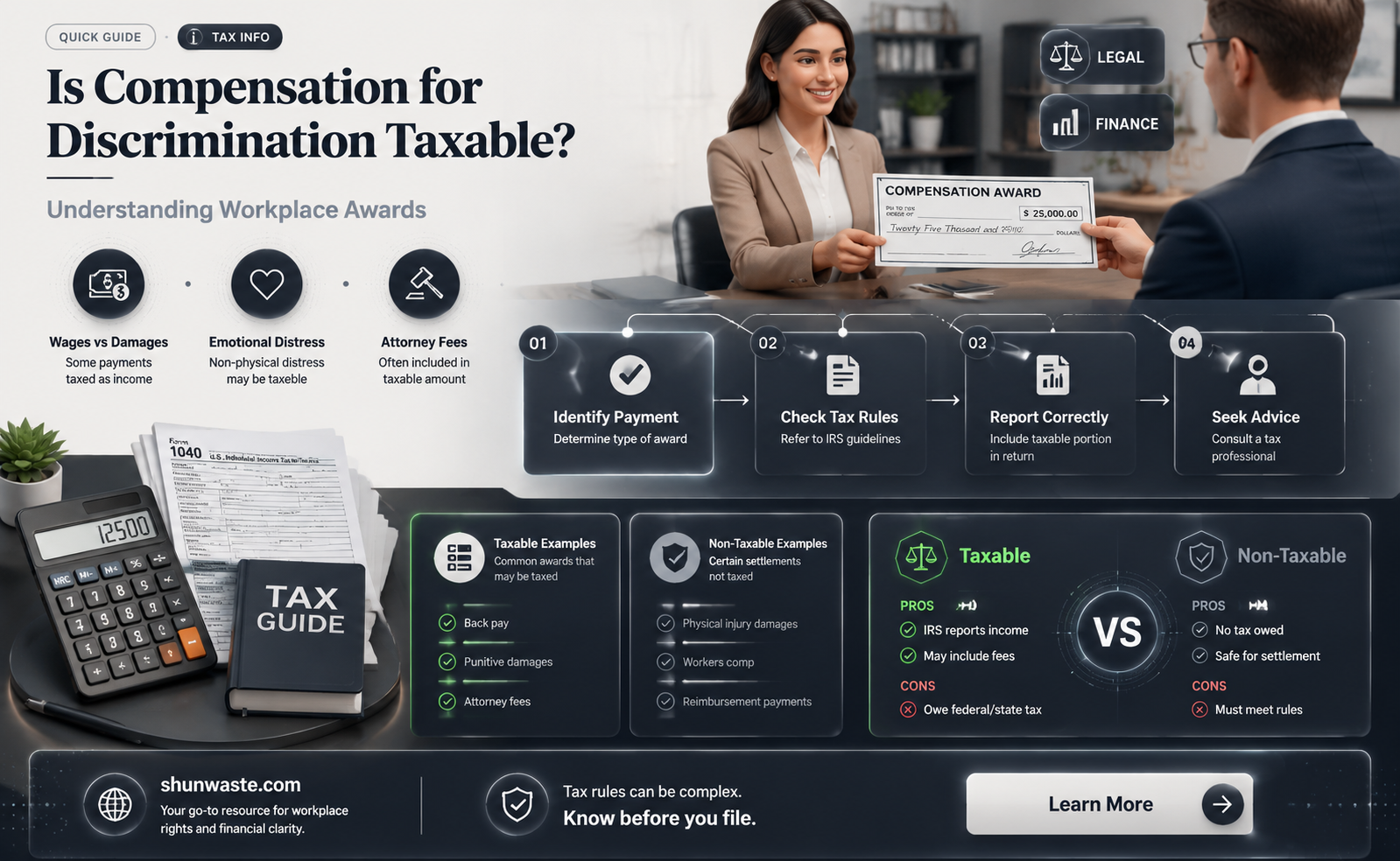 are discrimination and hostile work environment compensation taxable