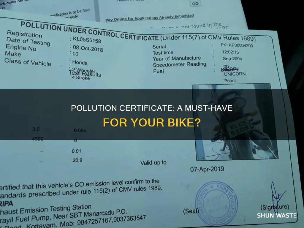 is pollution certificate required for bike