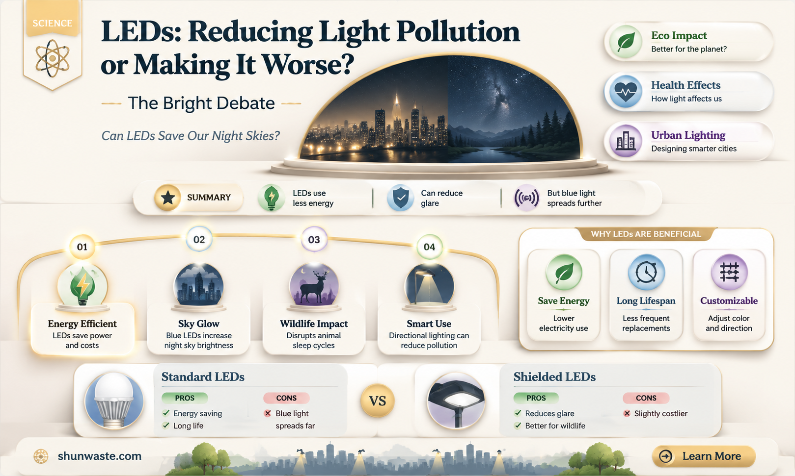 are leds better or worse for light pollution