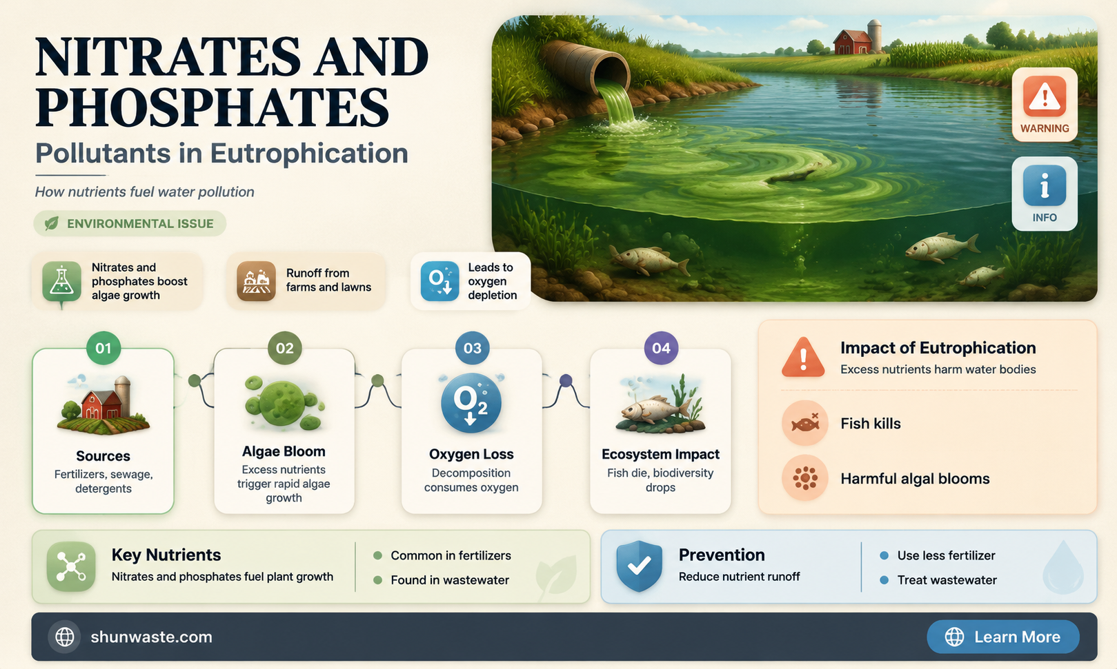 are nitrates and phosphates a pollutant in eutrophication