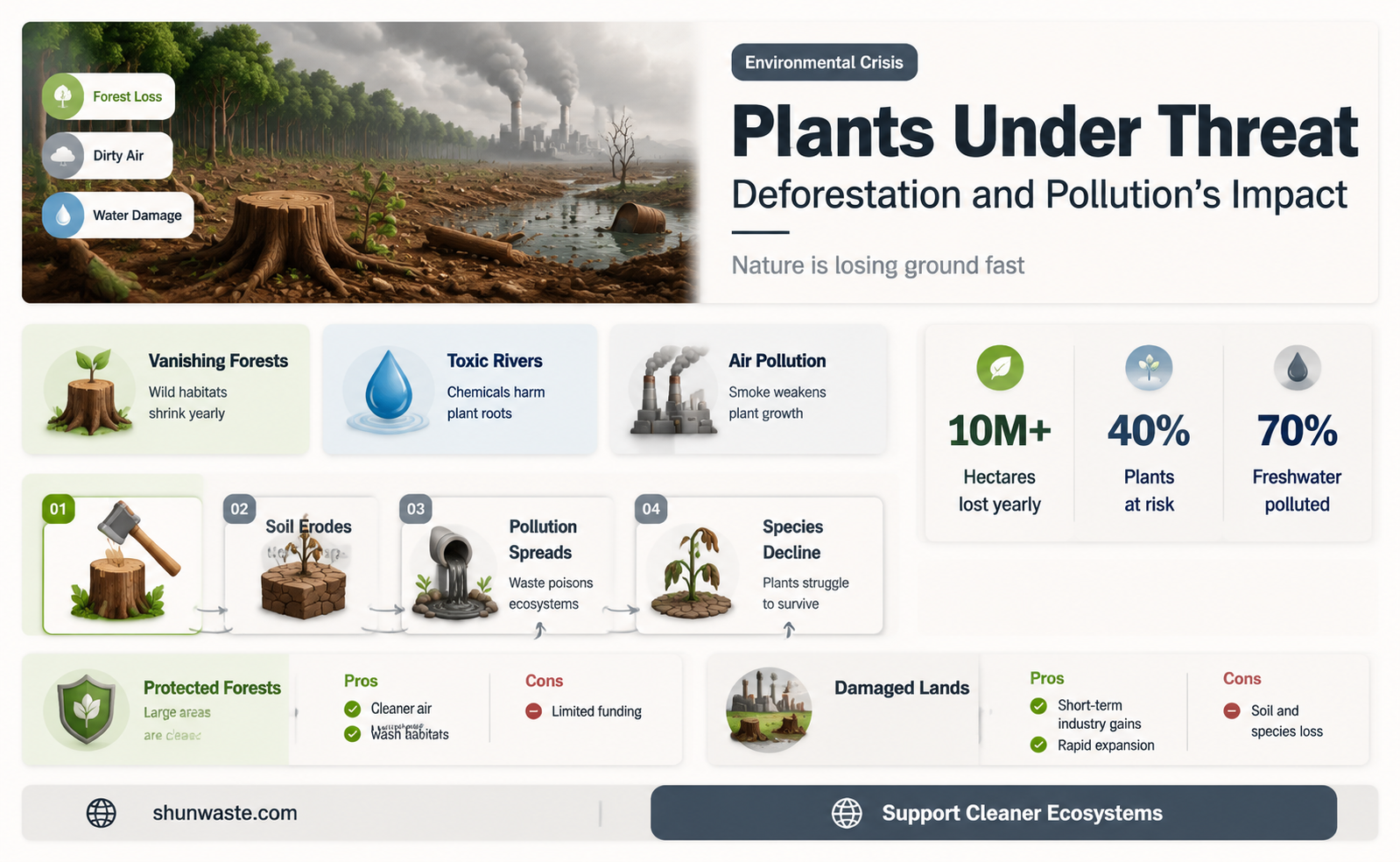 are plantscurrently threatened deforestation pollution