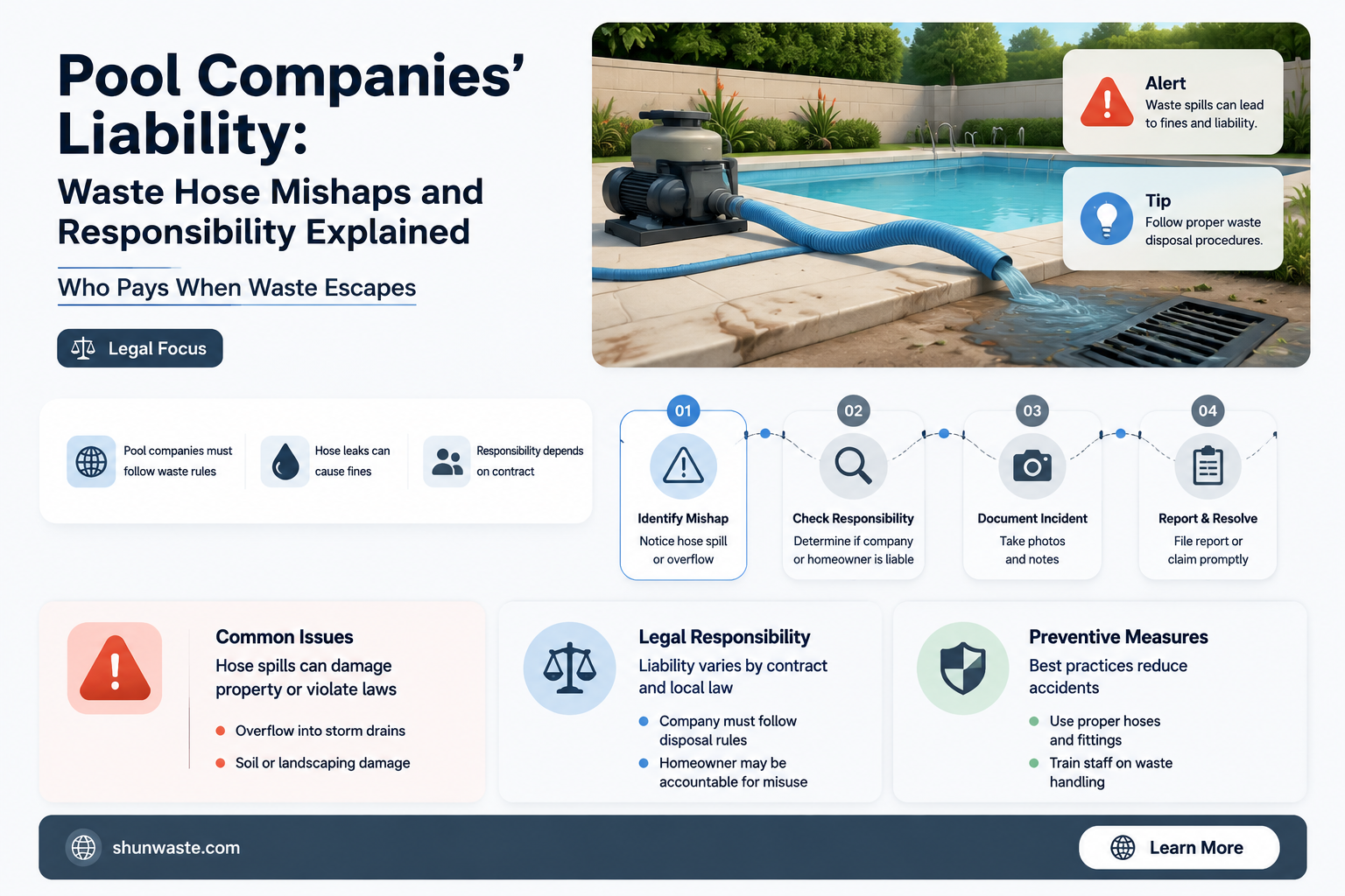 are pool companies responsible for blowing waste hose
