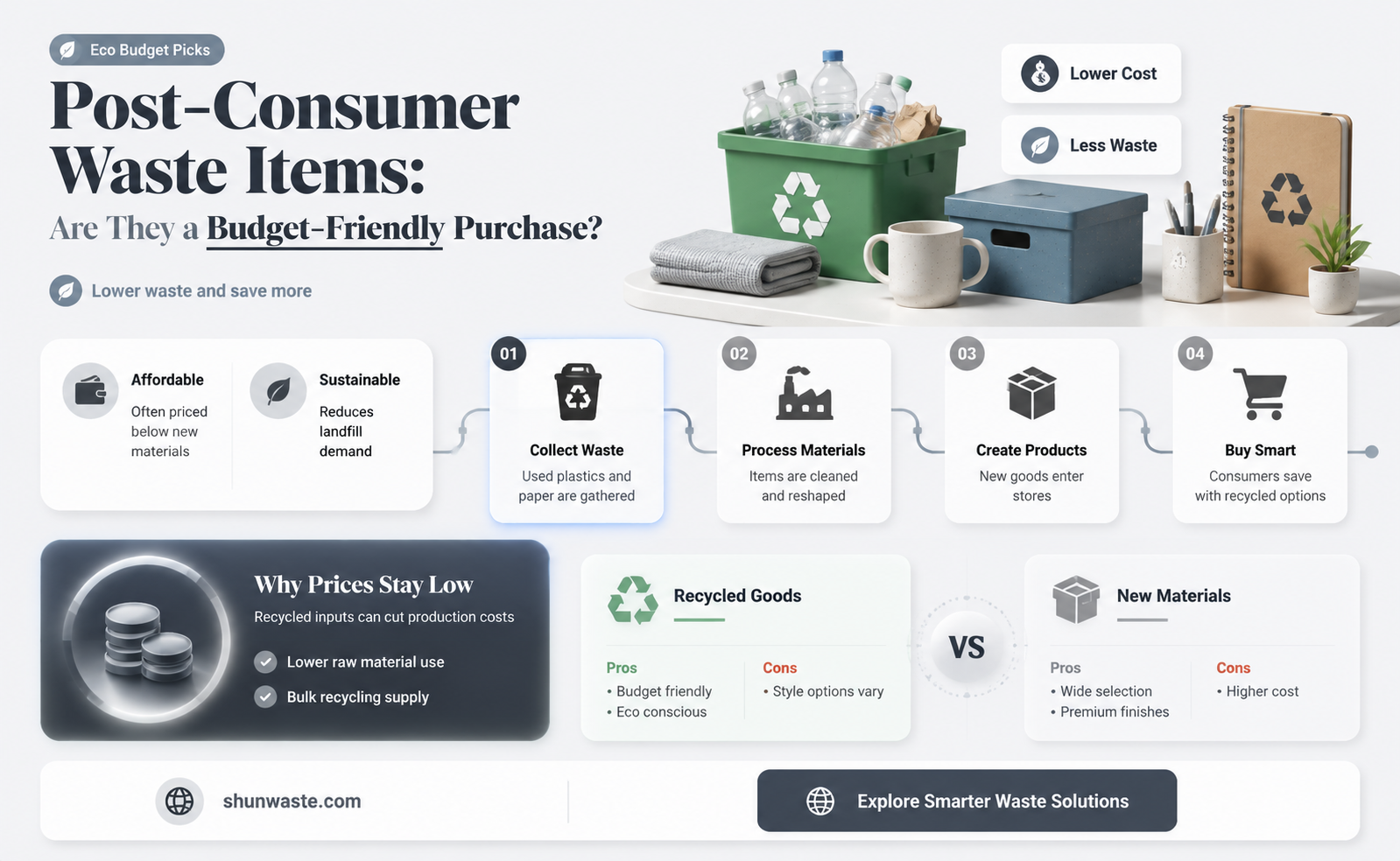are post-consumer waster items cheaper to purchase