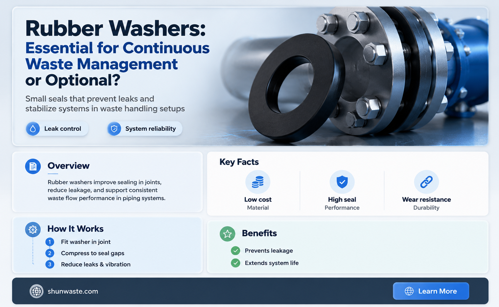 are rubber washers needed for continous waste