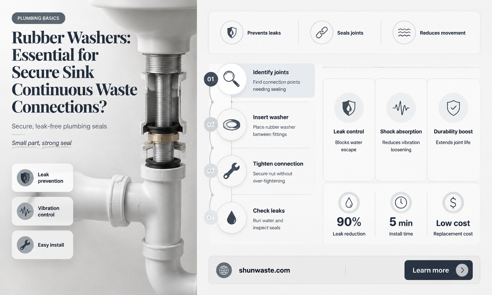 are rubber washers needed to connect sink for continuous waste