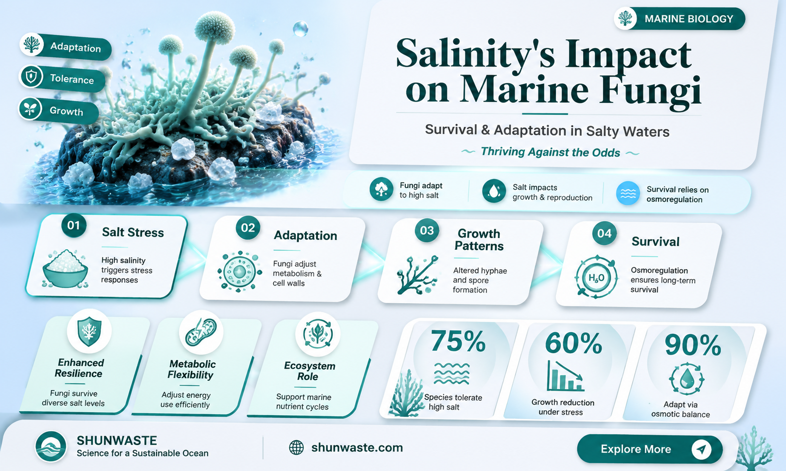 are fungi affected by the salinity in marine environments