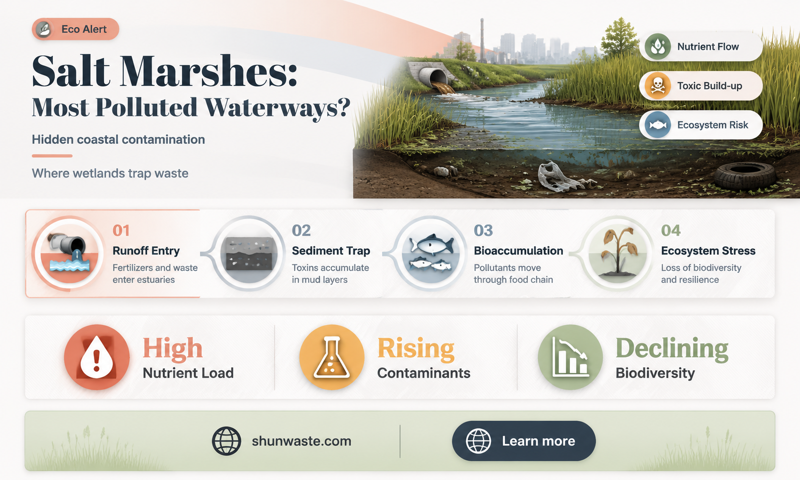 are salt marshes the most polluted body of water