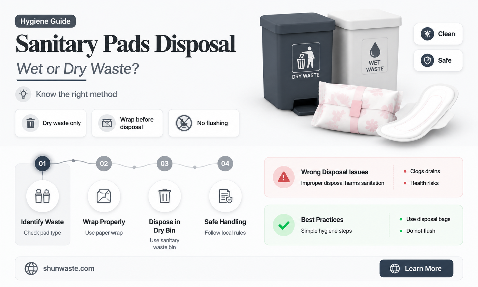 are sanitary pads wet or dry waste