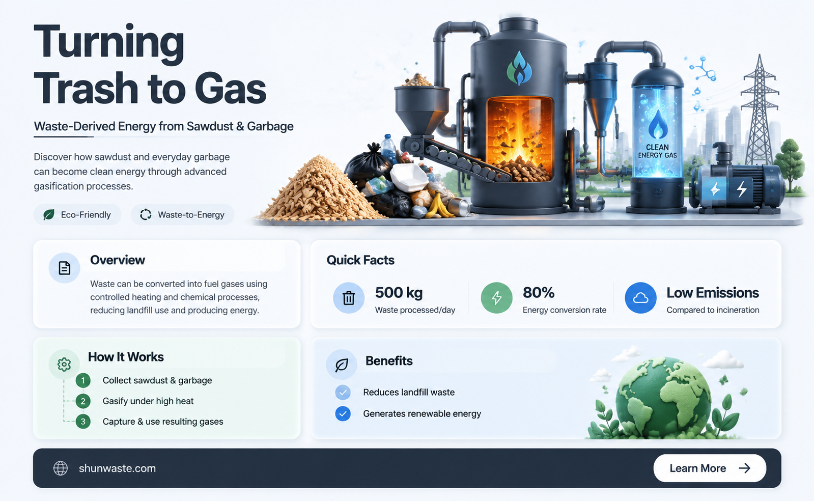 are gases developed from garbage sawdust and other waste
