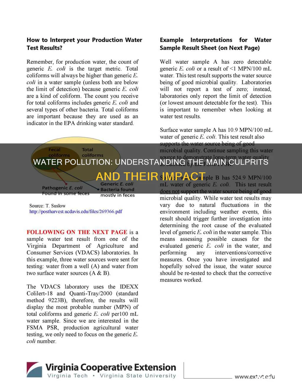 what are the main agents of water pollution