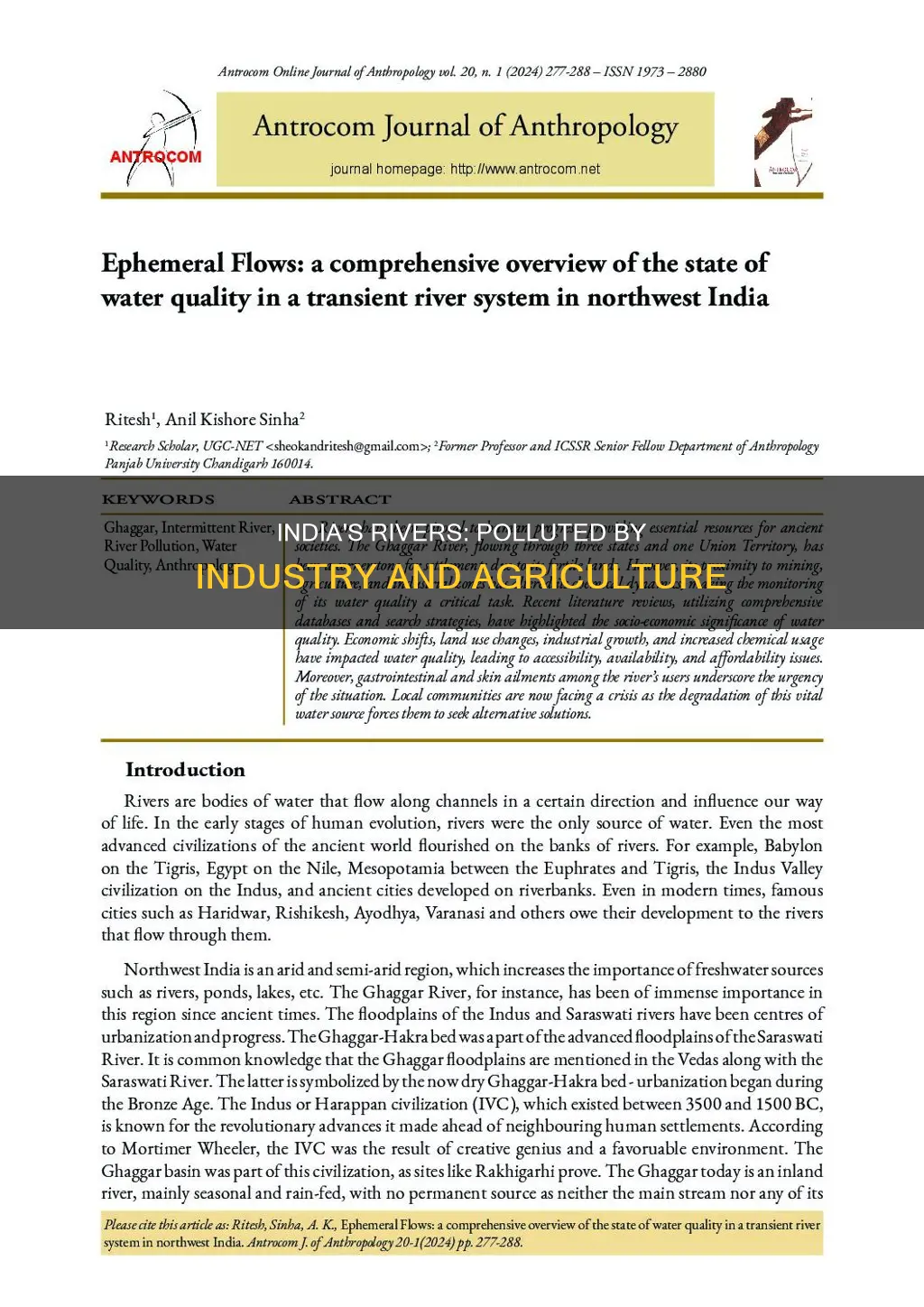 what are the main factors of river pollution in india