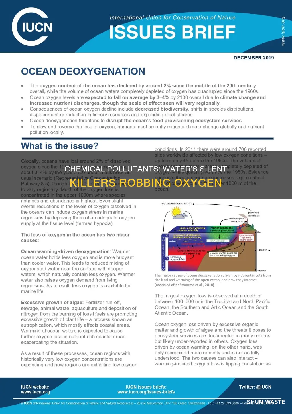 what chemical pollutants remove oxygen from water