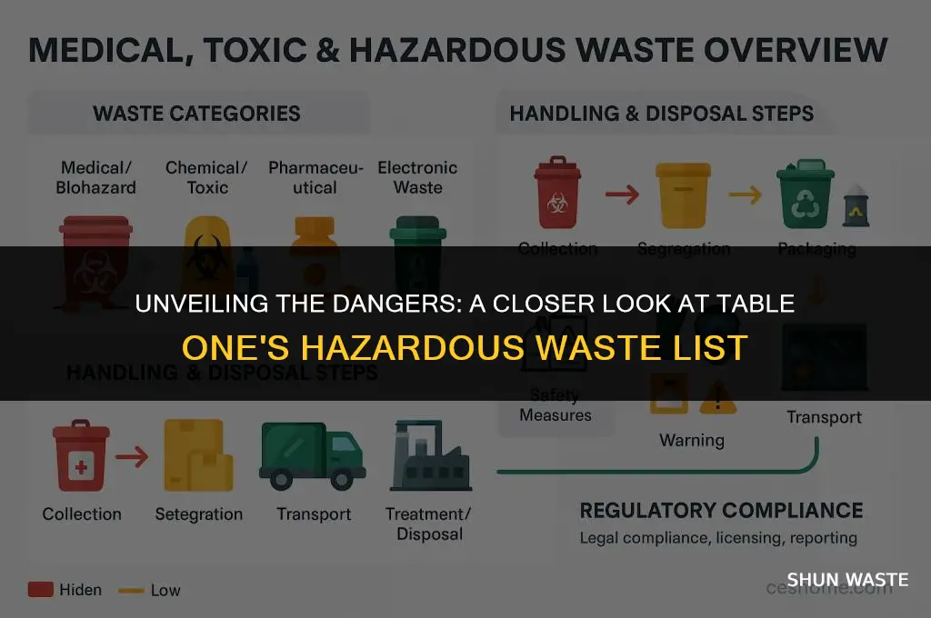 what hazardous waste is listed on the table one