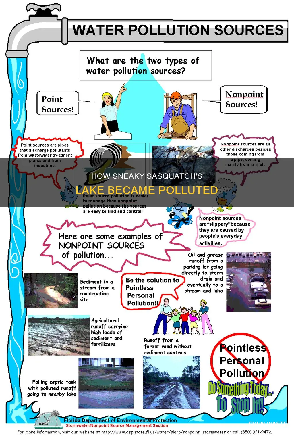 what is polluting the lake in sneaky sasquatch