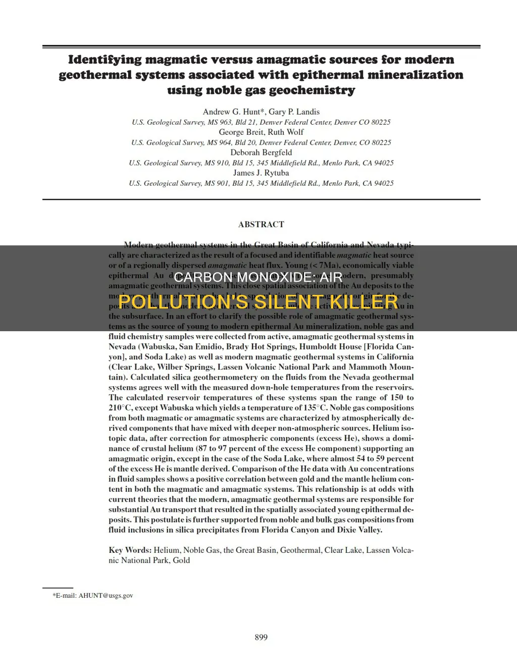 what is the causes of the air pollution carbon monoxide
