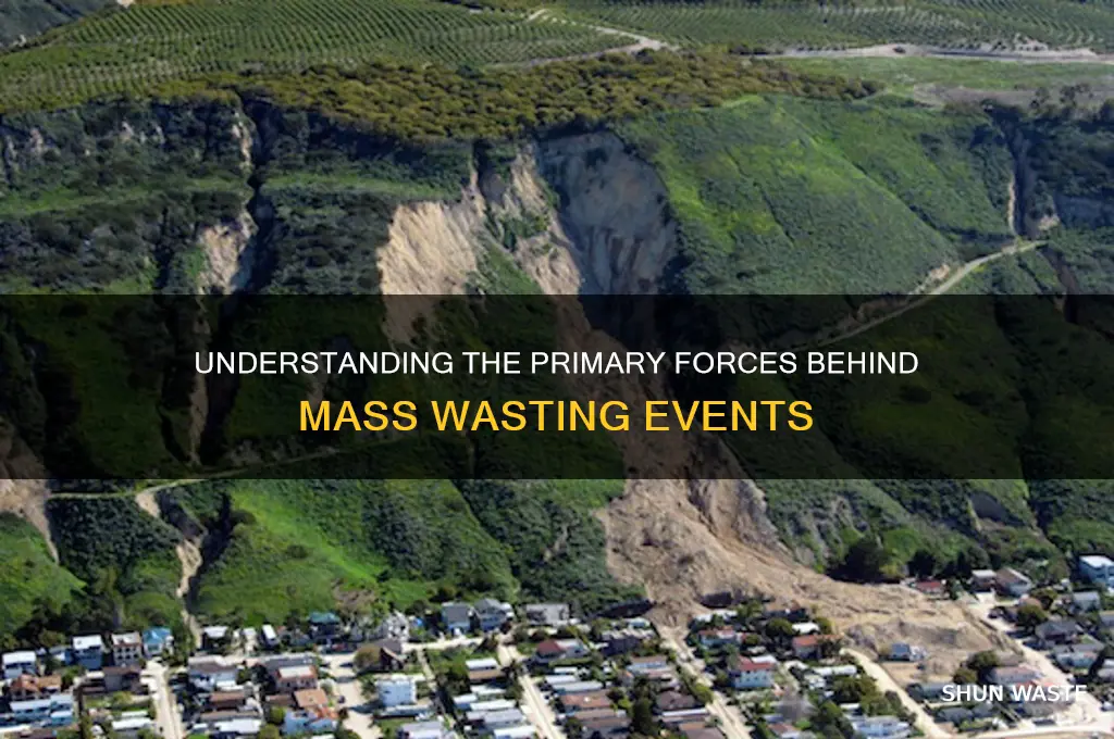 what is the controlling force driving mass wasting